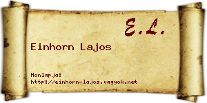Einhorn Lajos névjegykártya
